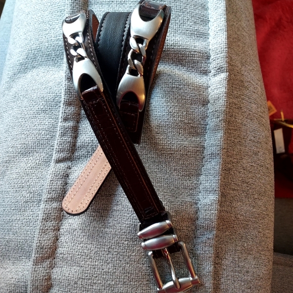 Streets Ahead Women's Brown Leather Belt, Silver Accents, Made In USA - Picture 8 of 8